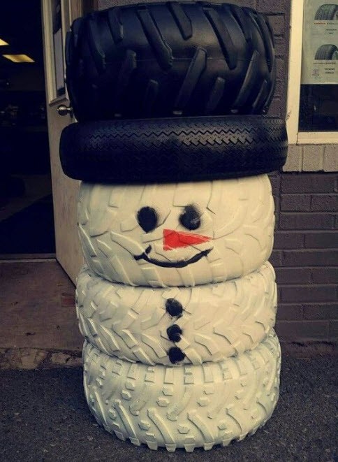 Поделки из шин: Снеговик из автомобильных покрышек своими руками