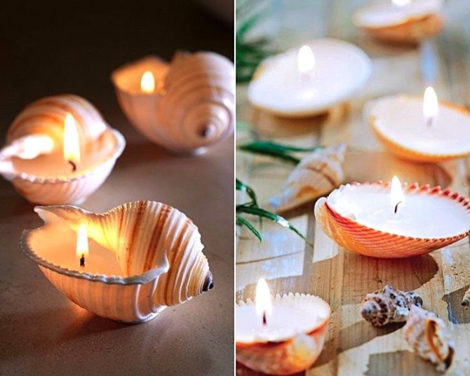 Декоративные свечи из ракушек
